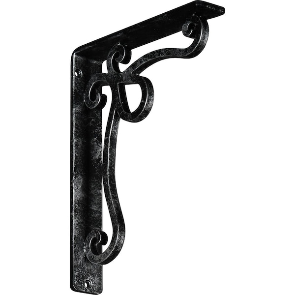 Ekena Millwork Orleans Wrought Iron Bracket, (Single center brace), Antiqued Silver 1 1/2"W x 7 1/2"D x 10"H BKTM01X07X10SOLASV - main
